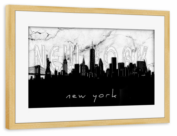 Poster mit Rahmen kiefer "New york skyline marble" artboxONE - Städte,Städte / New York,Reise,Architektur,Marmor