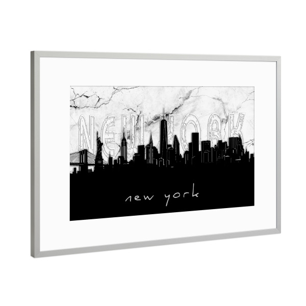 Poster mit Rahmen Silber "New york skyline marble" artboxONE - Städte,Städte / New York,Reise,Architektur,Marmor