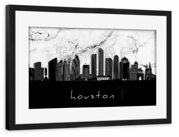 Poster mit Rahmen schwarz "Houston skyline marble" artboxONE - Städte,Reise,Architektur,Marmor