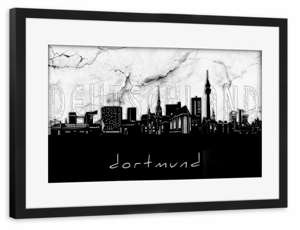 Poster mit Rahmen schwarz "Dortmund skyline marble" artboxONE - Städte,Reise,Architektur,Marmor