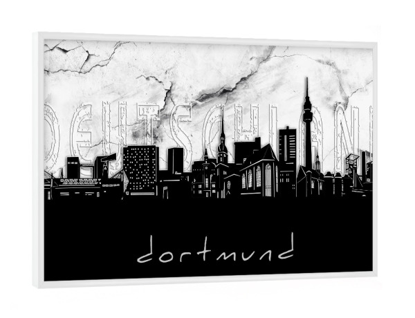 Poster mit weißem Rahmen "Dortmund skyline marble" artboxONE - Städte,Reise,Architektur,Marmor
