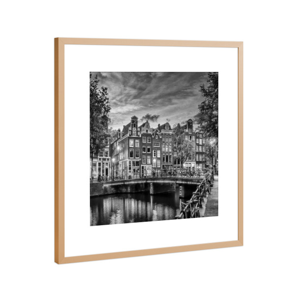 Poster mit Rahmen Kupfer "AMSTERDAM Abendstimmung" artboxONE - Städte,Architektur,Städte / Amsterdam