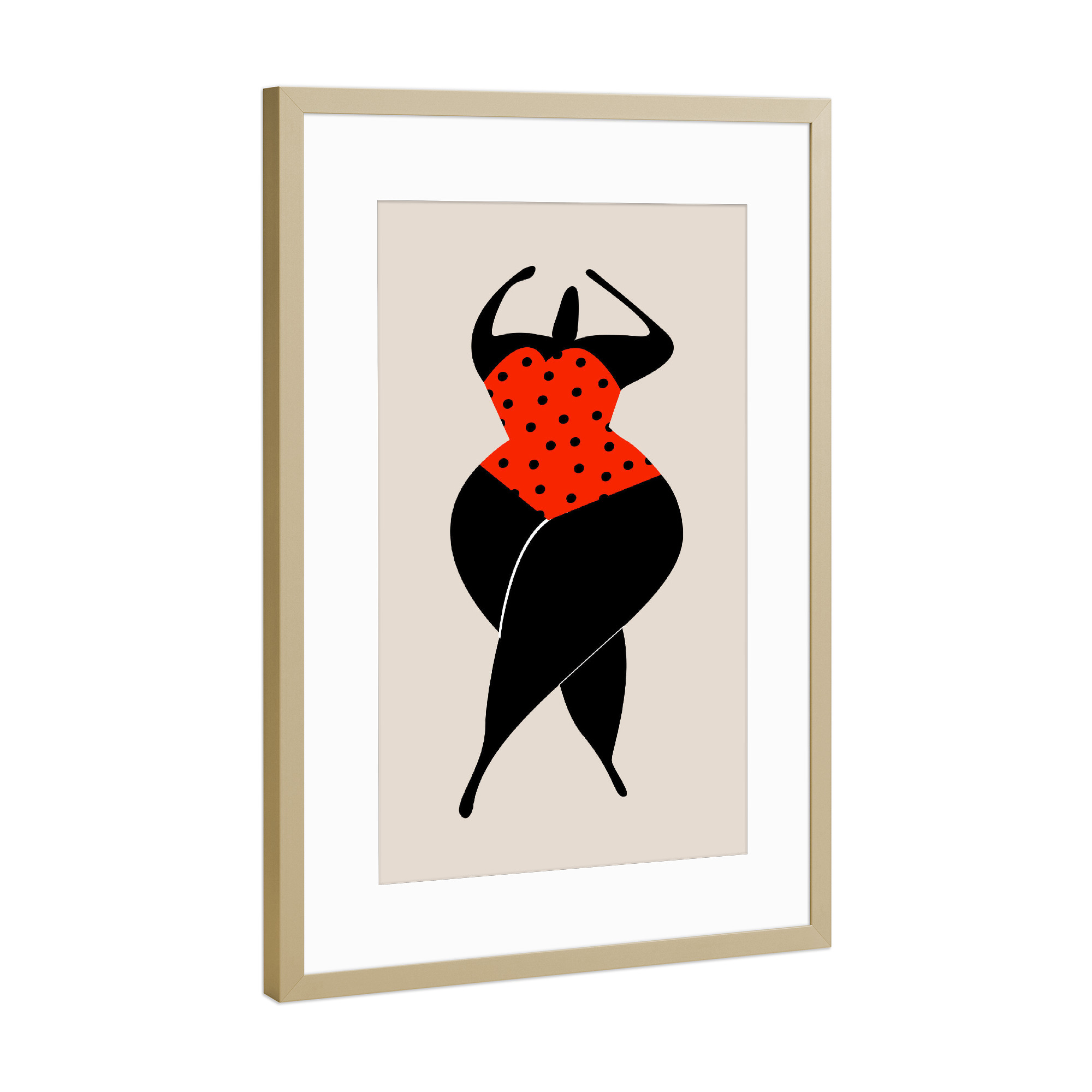 Poster mit Rahmen Gold "Dancing In The Red Sun" artboxONE - Abstrakt,Menschen - Tanzen,Tänzer,Frau,Woman,Female,Curves,Curved,Dance,Abstract,Abstrakt