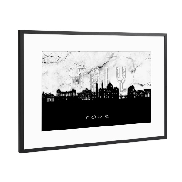 Poster mit Rahmen Schwarz (Metallic) "Rome skyline marble" artboxONE - Städte,Reise,Architektur,Städte / Rom,Marmor