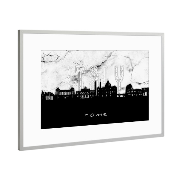 Poster mit Rahmen Silber "Rome skyline marble" artboxONE - Städte,Reise,Architektur,Städte / Rom,Marmor