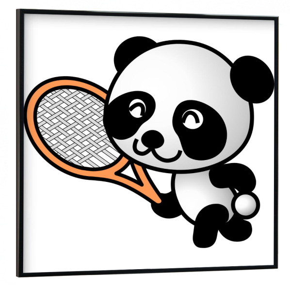 Poster mit schwarzem Rahmen 30x30 cm "Panda spielt Tennis" artboxONE - Für Kinder,Tiere,Lustig