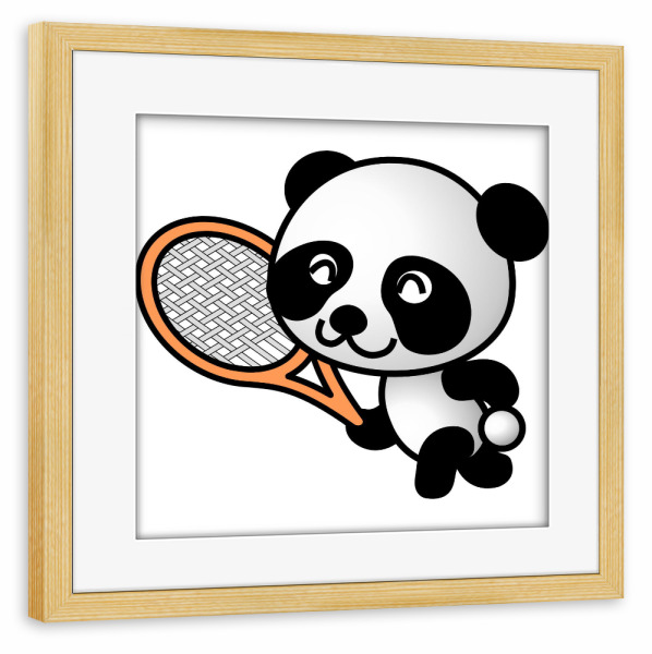 Poster mit Rahmen kiefer "Panda spielt Tennis" artboxONE - Für Kinder,Tiere,Lustig
