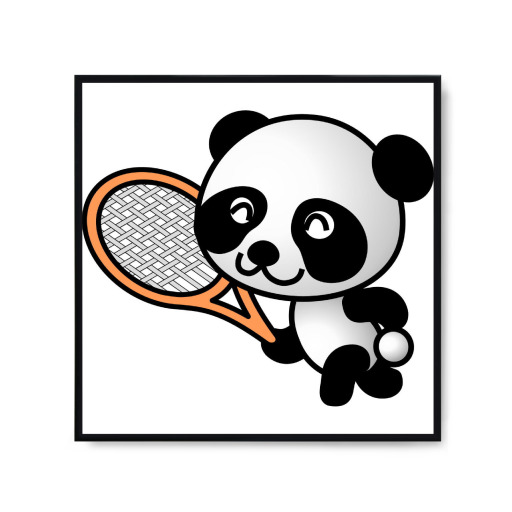 Panda is playing tennis