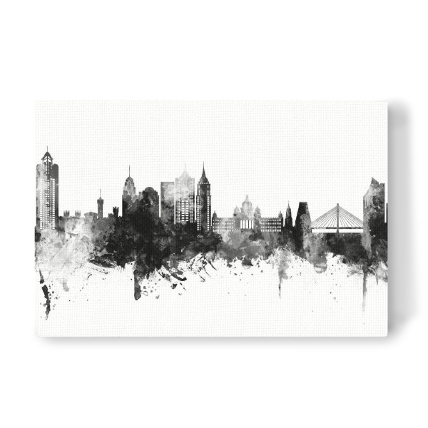 Leinwandbild "Bengaluru Skyline Black" artboxONE - Städte - Bengaluru,India,Skyline,Cityscape,Stadtbild,Watercolor,Indien,Schwarzweiß,Blackandwhite