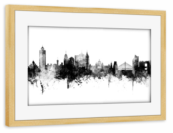 Poster mit Rahmen kiefer "Bengaluru Skyline Black" artboxONE - Städte