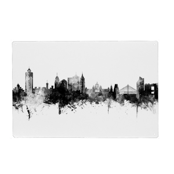 Metall Poster "Bengaluru Skyline Black" artboxONE - Städte - Bengaluru,India,Skyline,Cityscape,Stadtbild,Watercolor,Indien,Schwarzweiß,Blackandwhite