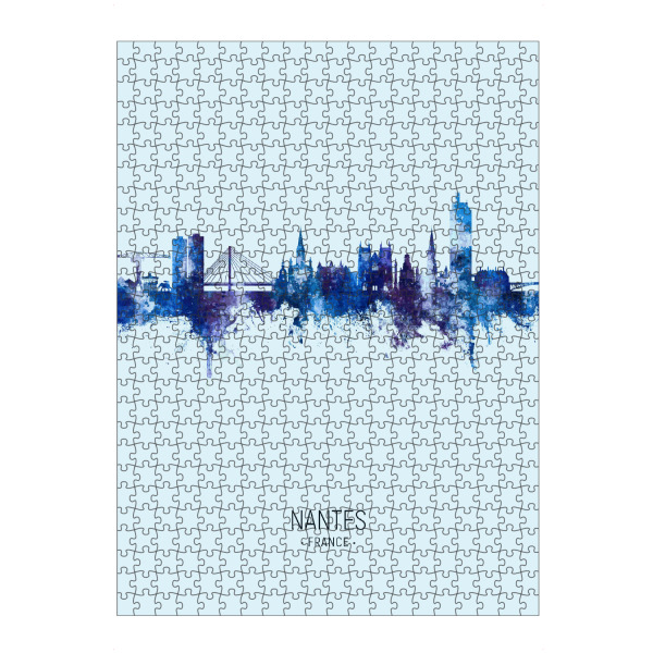 artboxONE Puzzle "Nantes France Skyline Dark Blue" artboxONE - Städte - Nantes,France,Skyline,Cityscape,Stadtbild,Watercolor,Frankreich,City,Stadt