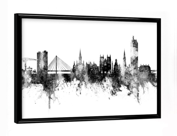 Poster mit schwarzem Rahmen "Nantes France Skyline Black" artboxONE - Städte