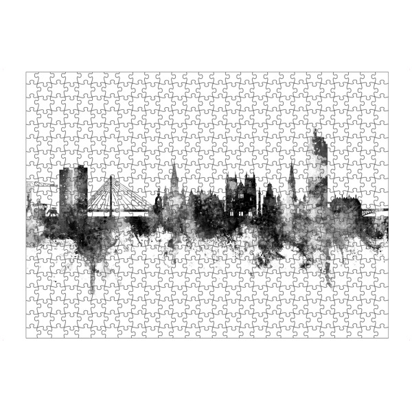 Puzzle Ravensburger "Nantes France Skyline Black" artboxONE - Städte