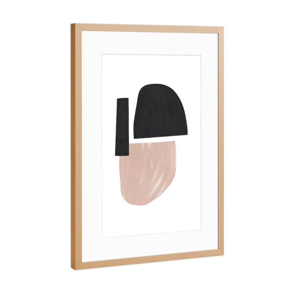 Poster mit Rahmen Kupfer "Black and Nude Abstract Shapes" artboxONE - Abstrakt