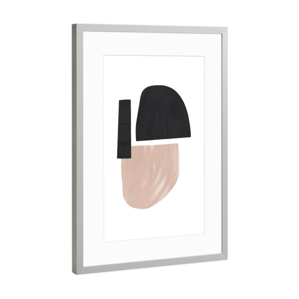 Poster mit Rahmen Silber "Black and Nude Abstract Shapes" artboxONE - Abstrakt