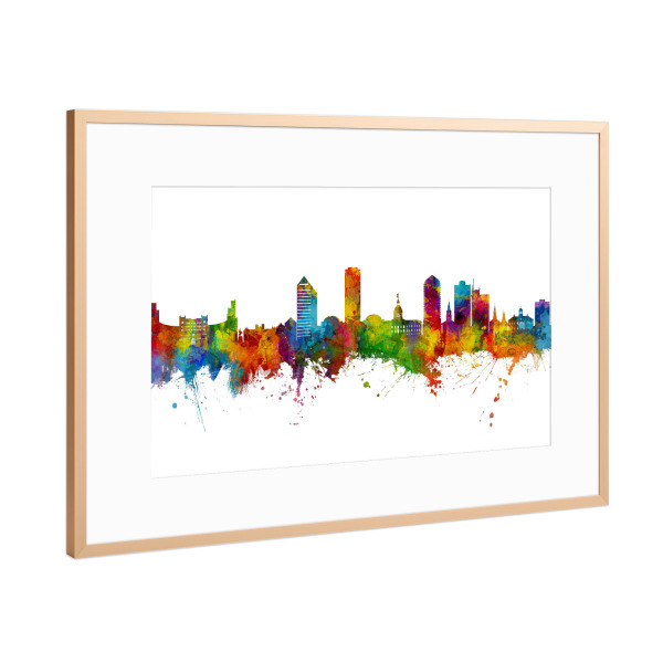 Poster mit Rahmen Kupfer "Tallahassee Florida Skyline" artboxONE - Städte