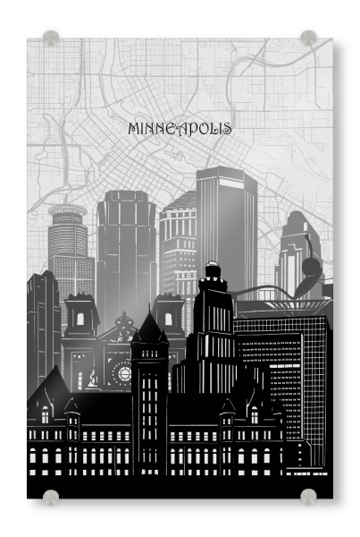 Acrylglasbild "Mineapolis cityscape map" artboxONE - Städte,Reise,Architektur,Kartografie