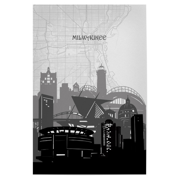 Poster "Milwaukee cityscape map" artboxONE - Städte,Reise,Architektur,Kartografie