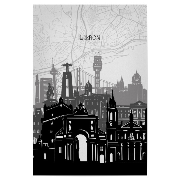 Poster 30x20 cm "Lisbon cityscape map" artboxONE - Städte,Reise,Architektur,Kartografie