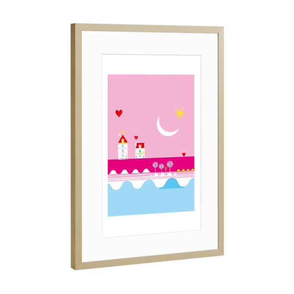 Poster mit Rahmen Gold "Im Land der schönen Träume" artboxONE - Für Kinder,Abstrakt