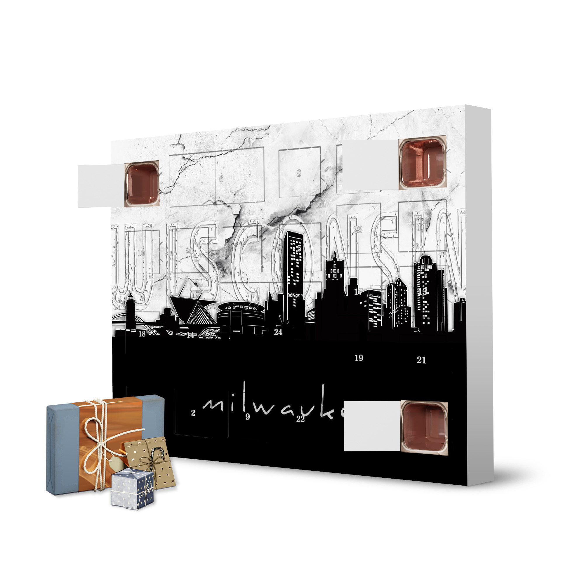 Adventskalender zum Selbstbefüllen Milwaukee skyline marble artboxONE Adventskalender Städte
