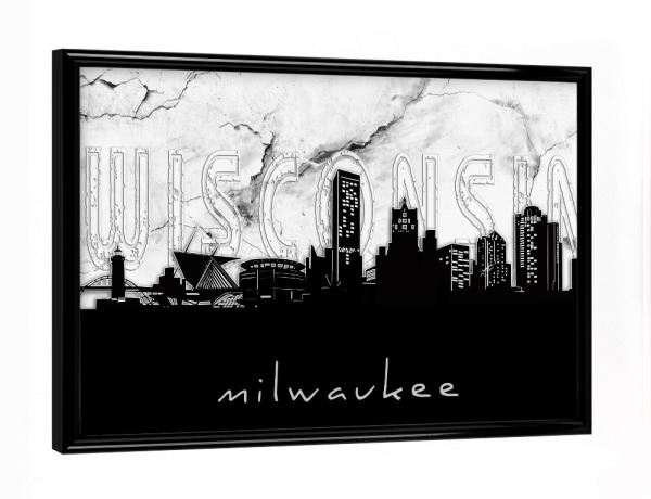 Poster mit schwarzem Rahmen "Milwaukee skyline marble" artboxONE - Städte,Reise,Architektur,Marmor