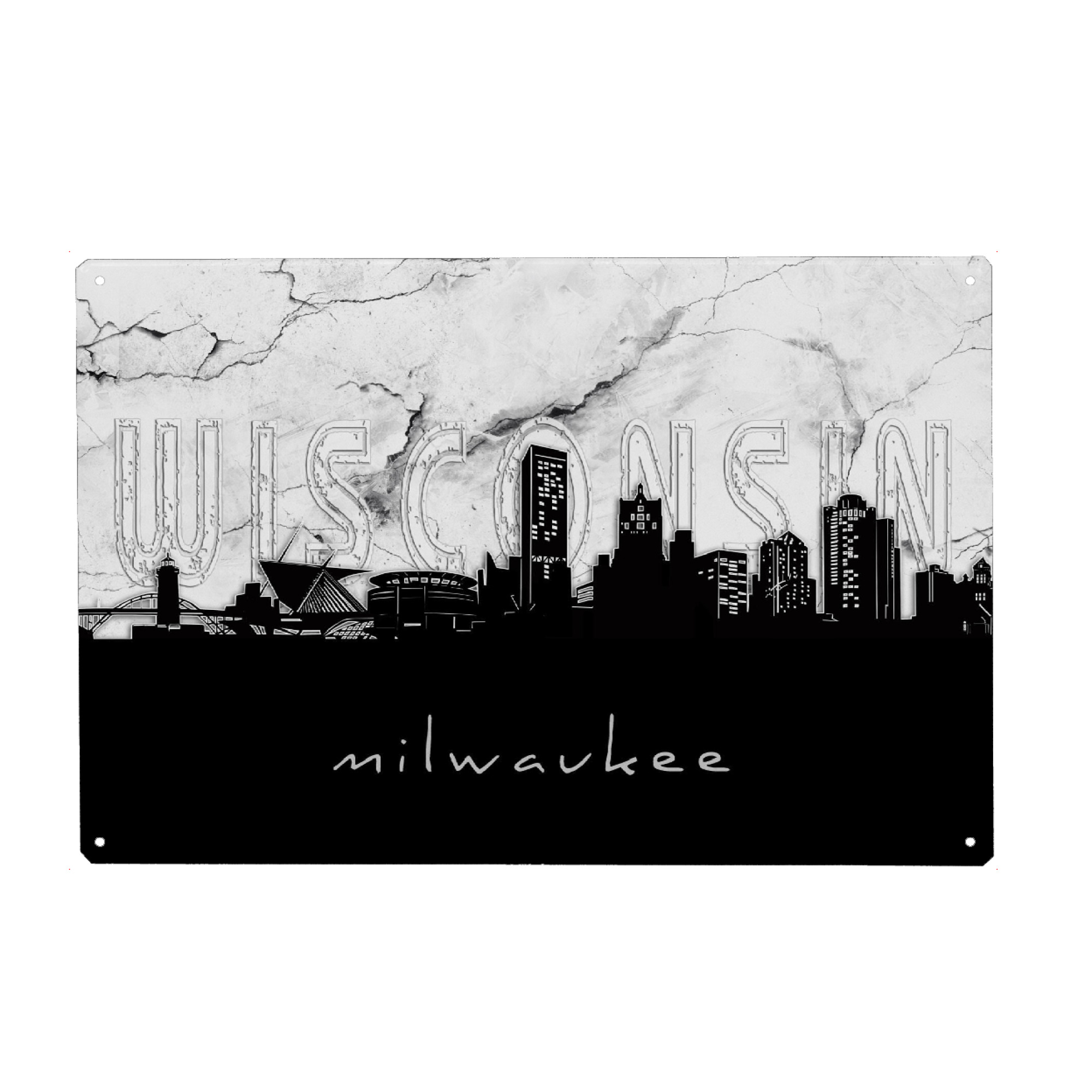 Metall Poster "Milwaukee skyline marble" artboxONE - Städte,Reise,Architektur,Marmor