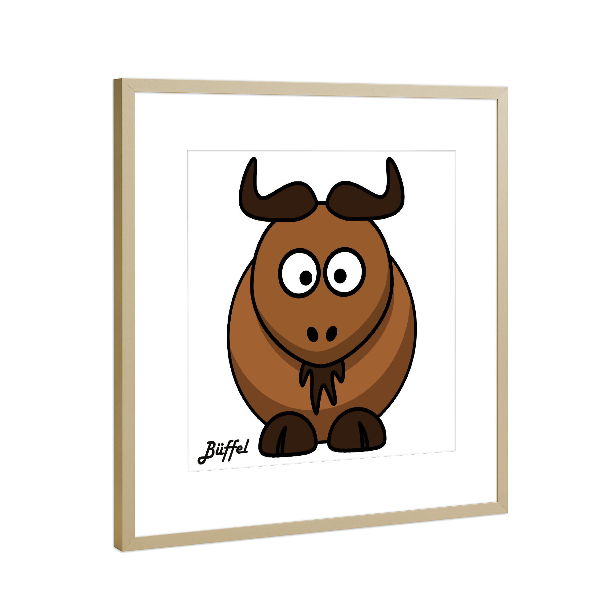 Poster mit Rahmen Gold "Büffel Afrika" artboxONE - Für Kinder,Tiere,Comic