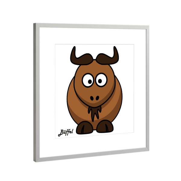 Poster mit Rahmen Silber "Büffel Afrika" artboxONE - Für Kinder,Tiere,Comic