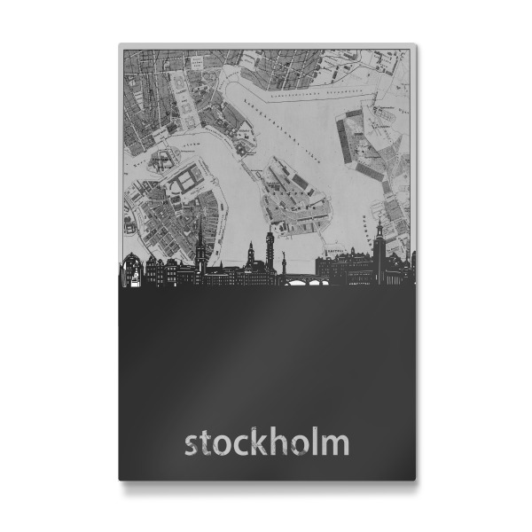 Galerie-Print "Stockholm skyline map grey" 30x20 cm artboxONE