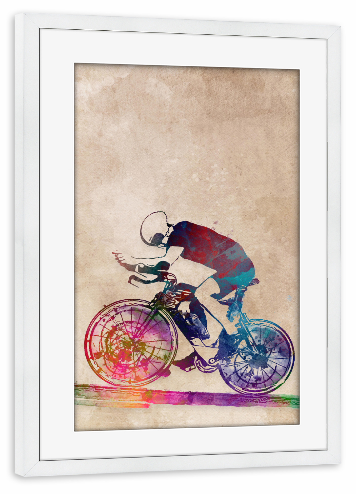 Poster mit Rahmen weiß "Cyclist" artboxONE - Sport,Sport / Motivation