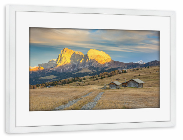 Poster mit Rahmen weiß "Herbst auf der Seiser Alm" artboxONE - Natur,Reise / Länder