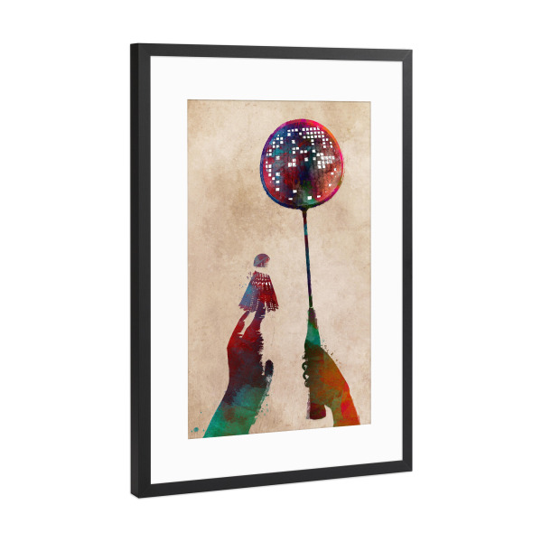 Poster mit Rahmen Schwarz (Metallic) "Badminton" artboxONE - Sport,Sport / Sommerspiele