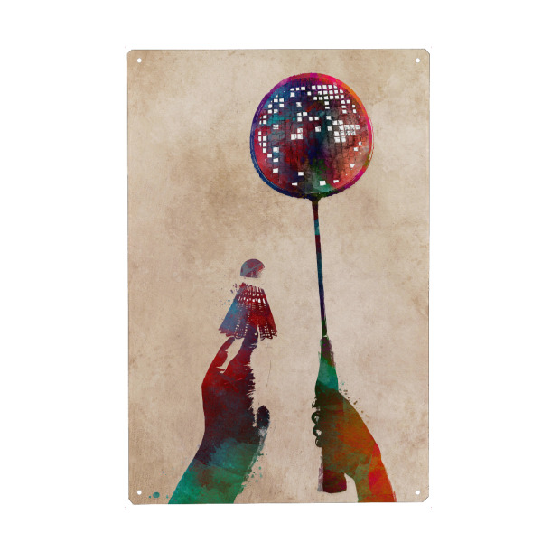 Holzbild "Badminton" artboxONE - Sport,Sport / Sommerspiele - Sport,Active,Sports,Player,Team,Badminton,Motivation,Beige,Spiele,Federball