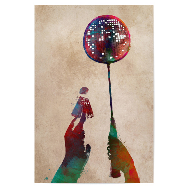 Poster 30x20 cm "Badminton" artboxONE - Sport,Sport / Sommerspiele - Sport,Active,Sports,Player,Team,Badminton,Motivation,Beige,Spiele,Federball