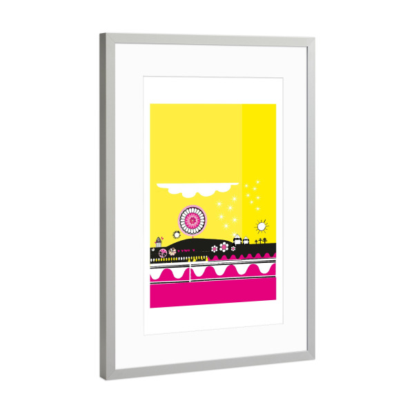 Poster mit Rahmen Silber "Pink Hill" artboxONE - Natur,Für Kinder,Abstrakt