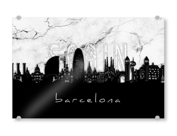 Acrylglasbild "Barcelona skyline marble" artboxONE - Städte,Reise,Architektur,Städte / Barcelona