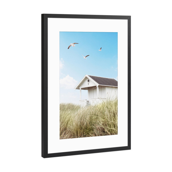 Poster mit Rahmen Schwarz (Metallic) "Beach Hut" artboxONE - Natur,Reise,Tiere,Architektur,Reise / Strand und Meer