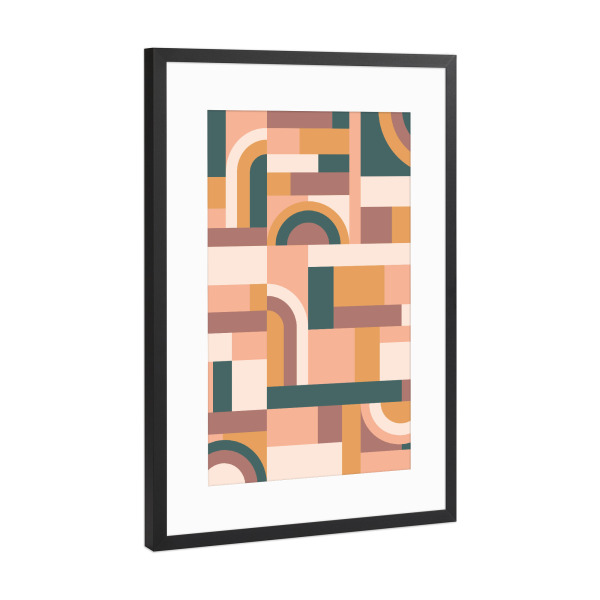 Poster mit Rahmen Schwarz (Metallic) "Muted Tones Blocks" artboxONE - Abstrakt