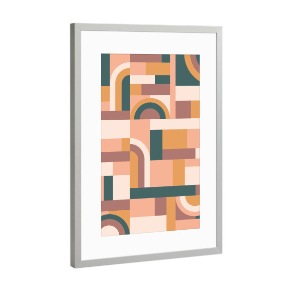 Poster mit Rahmen Silber "Muted Tones Blocks" artboxONE - Abstrakt