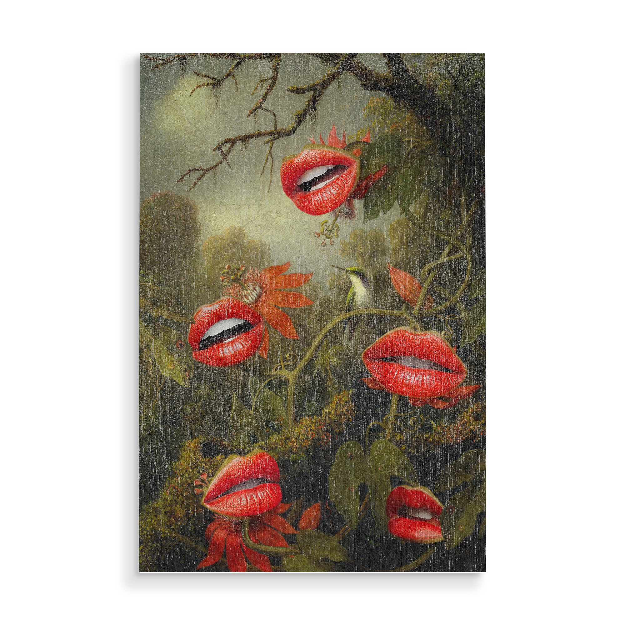 Holzbild "JUNGLE OF THE CARNIVORES" artboxONE - Natur,Floral,Tiere,Fiktion