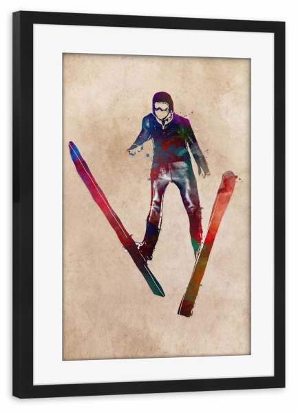 Poster mit Rahmen schwarz "Ski jump" artboxONE - Sport
