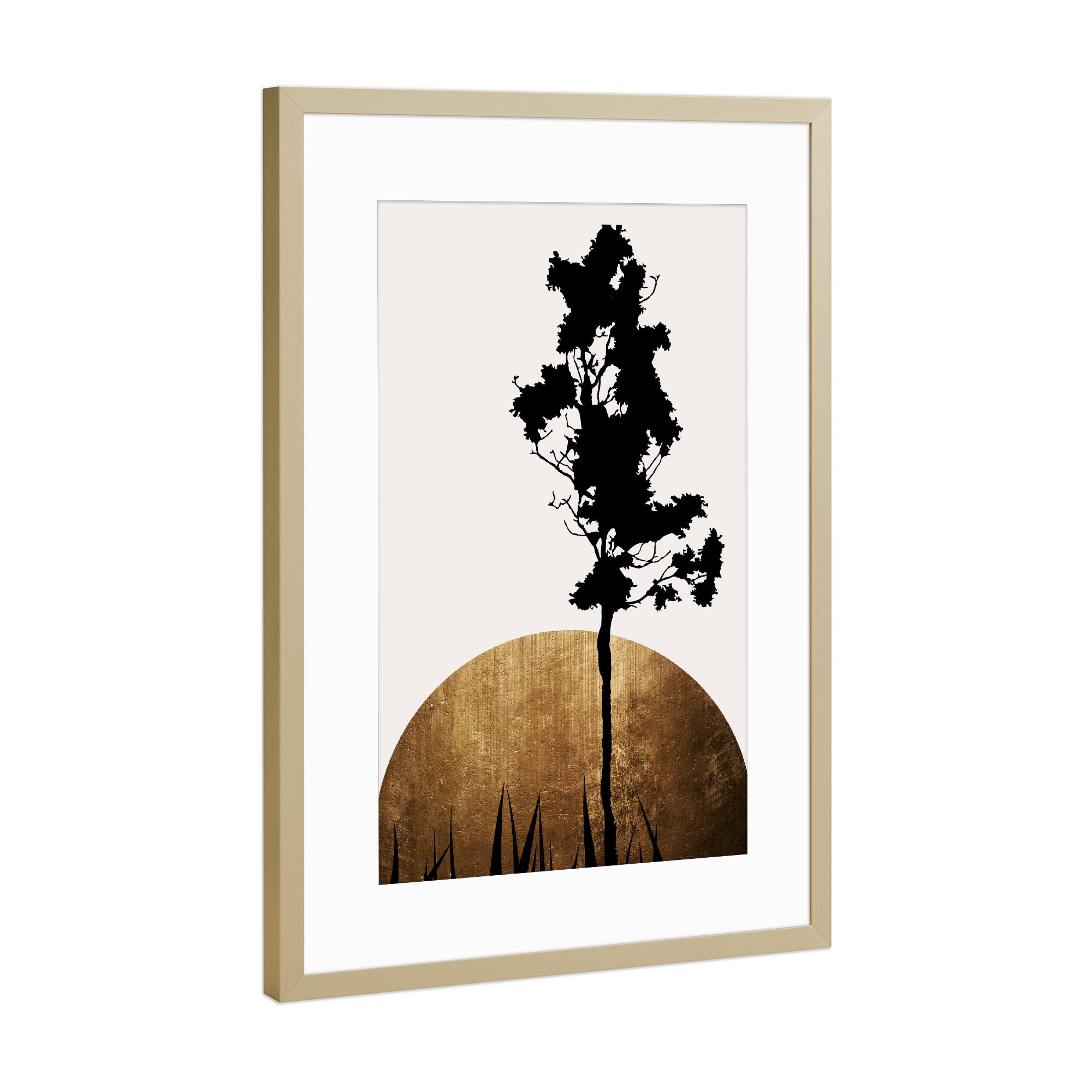 Poster mit Rahmen Gold "Shimmering Shadows" artboxONE - Natur,Abstrakt - Baum,Sonne,Sun,Tree,Abstract,Abstrakt,Nature,Natur,Minimal