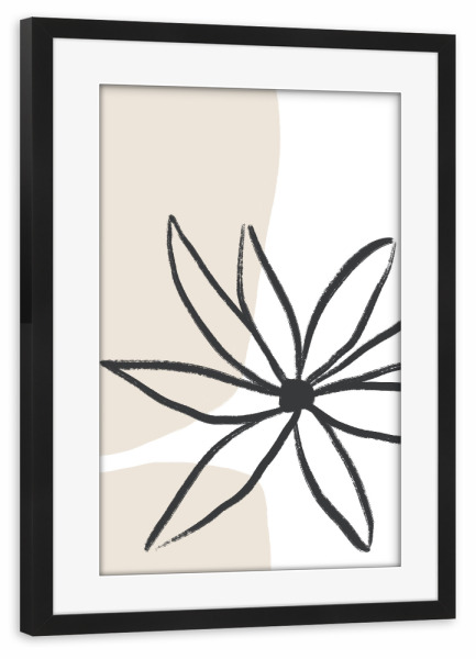 Poster mit Rahmen schwarz "Flower and Cream" artboxONE - Floral,Abstrakt - Handgemalt,Abstract,Abstrakt,Floral,Flower,Blume,Beige,Black,Nature,Natur