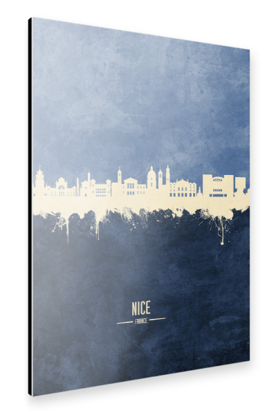 Alu-Dibond "Nice France Skyline Navy" 30x20 cm artboxONE