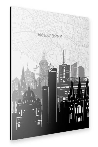 Alu-Dibond "Melbourne cityscape map" 30x20 cm artboxONE