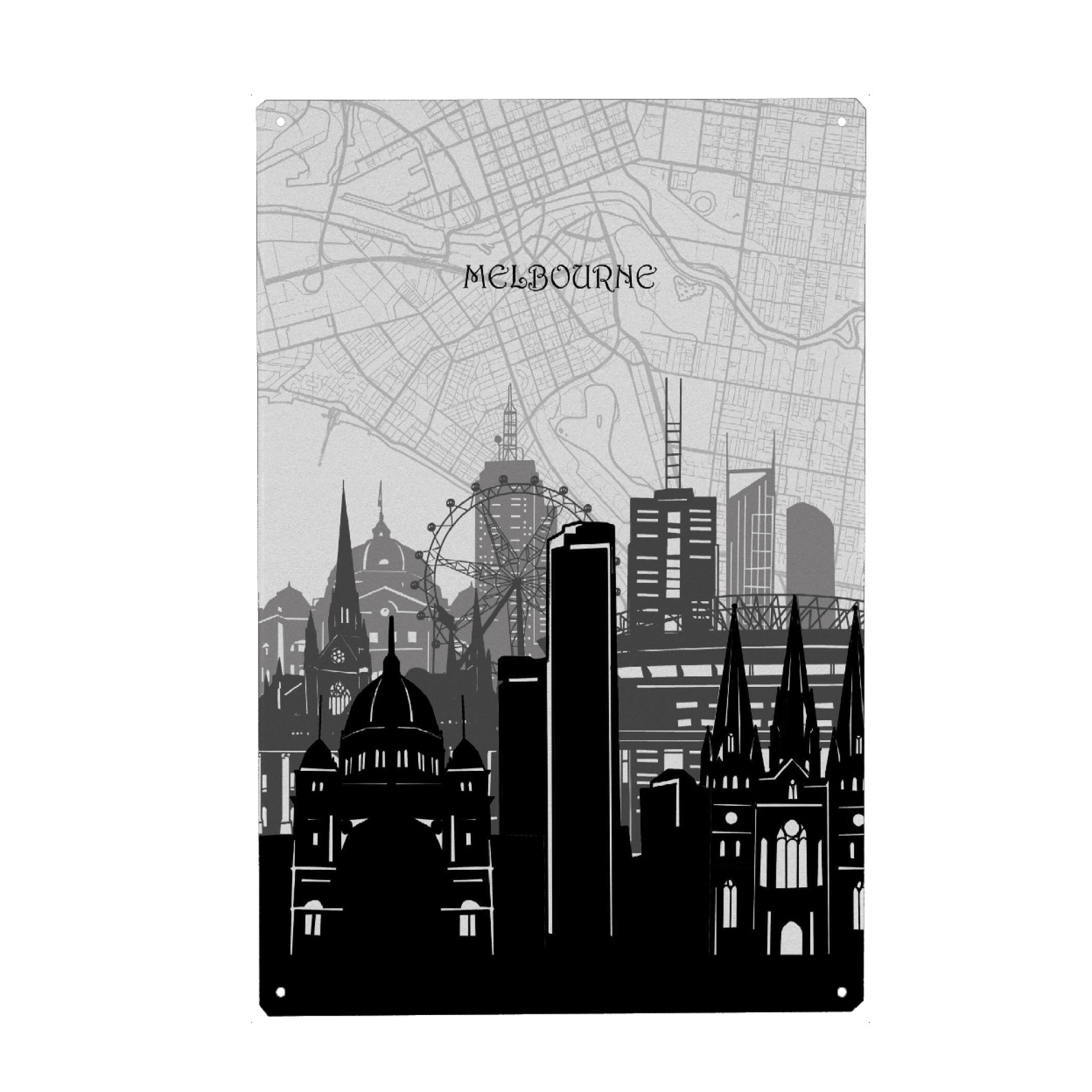 Metall Poster "Melbourne cityscape map" artboxONE - Städte,Reise,Architektur,Kartografie