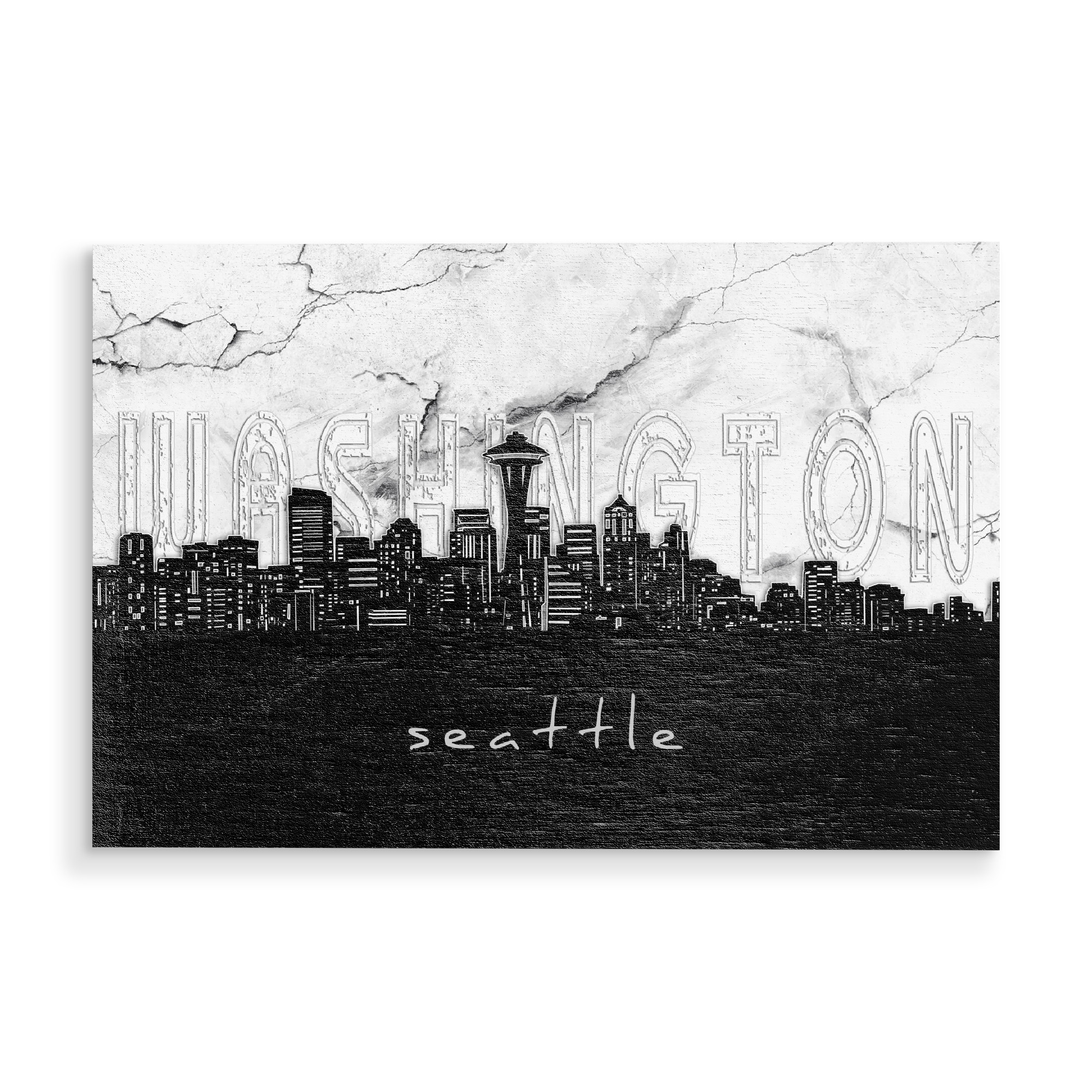 Holzbild "Seattle skyline marble" artboxONE - Städte,Reise,Architektur,Marmor