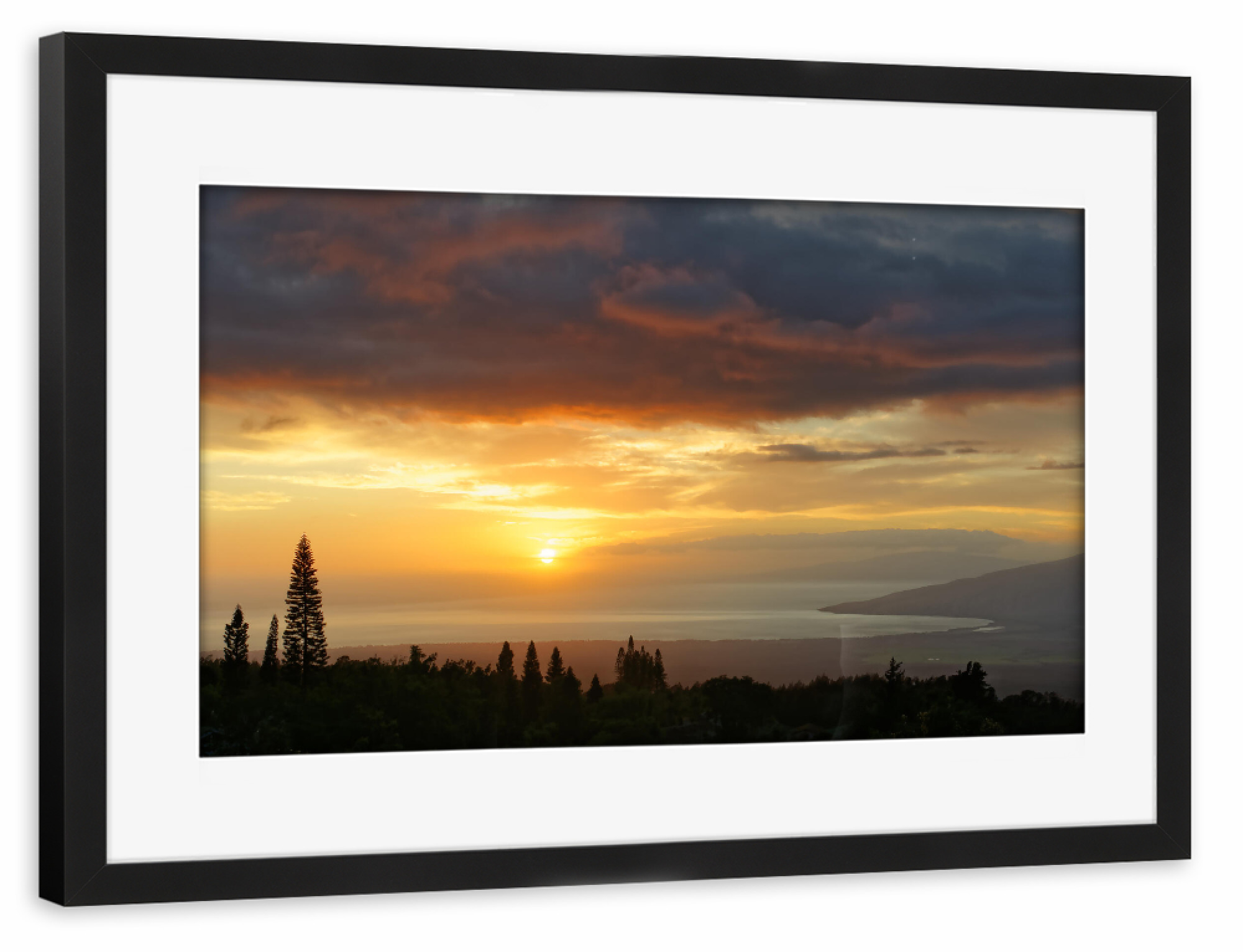 Poster mit Rahmen schwarz "Hawaii - Sonnenuntergang auf Maui" artboxONE - Natur,Reise,Reise / Länder